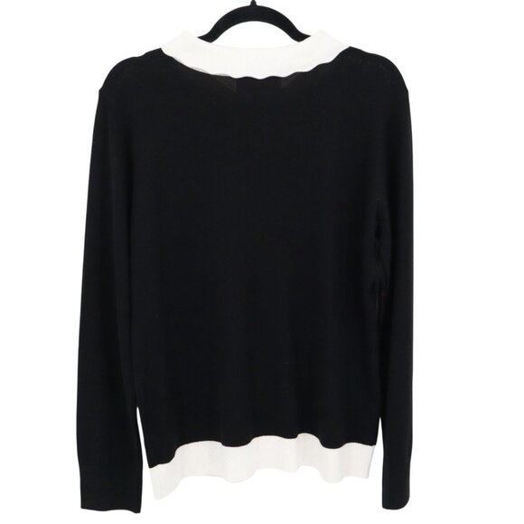 Seven Manor Sweater Women XL Black Rich Auntie Core Twee Preppy Wednesday Addams - Picture 3 of 16